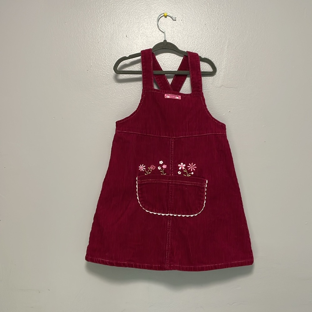 LITTLE GIRLS CORDUROY OVER ALL SIZE 5 DRESS VINTAGE